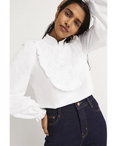 Boden Embroidered Woven Mix Top In White