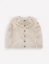 Boden Embroidered Yoke Cardigan Oatmeal Marl  In Metallic