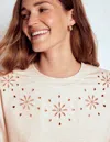 Boden Emi Sweatshirt Mit Cutwork-design-beige Meliert In Neutral