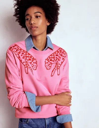 Boden Emi Embroidered Sweatshirt Leopard Embroidery
