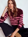 Boden Emilia Baumwollpullover Mit Rundhalsausschnitt-kastanie/rosa Streifen In Neutral