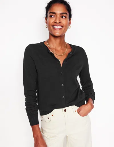 Boden Emilia Baumwollstrickjacke Mit Rundhalsausschnitt-schwarz In Black