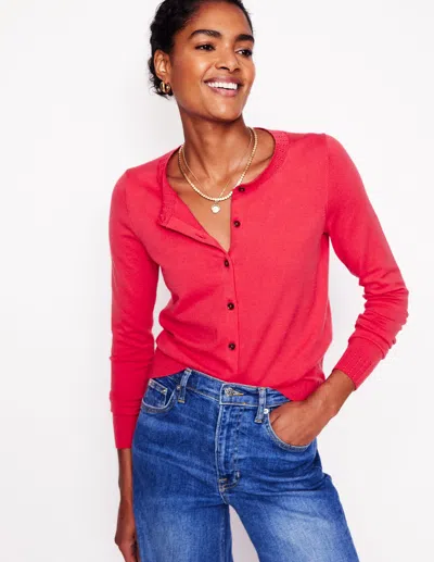 Boden Emilia Cotton Crew Cardigan-camelia Pink Female