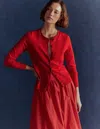 Boden Emilia Baumwollstrickjacke Mit Rundhalsausschnitt-mohnblumenrot In Burgundy