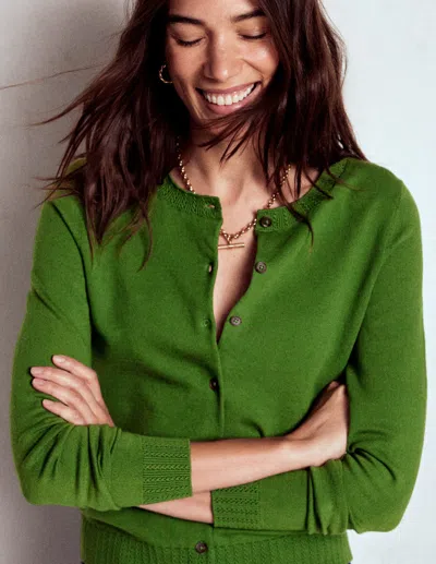 BODEN EMILIA COTTON CREW CARDIGAN-PROMENADE GREEN FEMALE BODEN