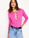 Boden Emilia Baumwollstrickjacke Mit Rundhalsausschnitt-rosa In Tickled Pink