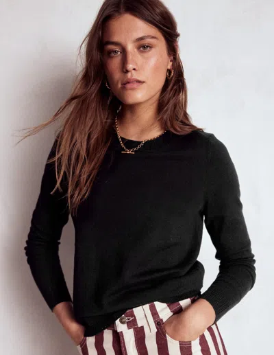 Boden Emilia Baumwollpullover Mit Rundhalsausschnitt-schwarz In Black