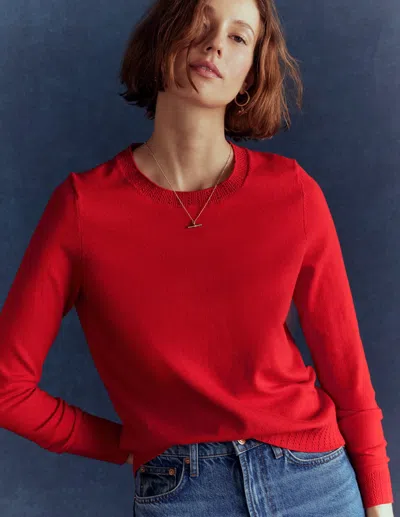 Boden Emilia Baumwollpullover Mit Rundhalsausschnitt-mohnblumenrot In Red