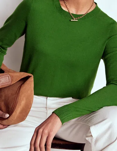 Boden Emilia Cotton Crew Jumper-promenade Green Female