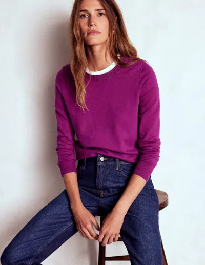 Boden Emilia Cotton Crew Jumper-regal Purple Female