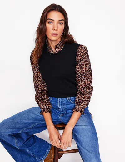 Boden Emilia Cotton Crew Neck Vestblack Women  In Brown
