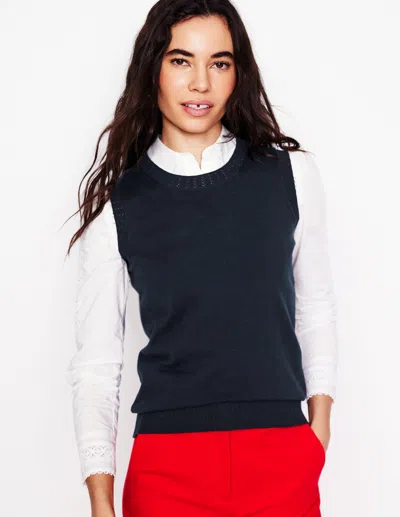 Boden Emilia Cotton Crew Neck Vestnavy Women  In Black