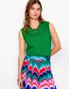 BODEN EMILIA COTTON CREW NECK VESTRICH EMERALD WOMEN BODEN