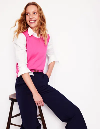 Boden Emilia Cotton Crew Neck Vesttickled Pink Women