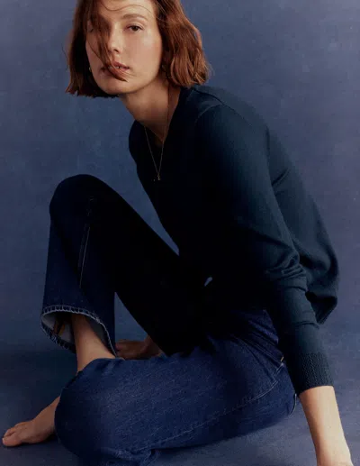 Boden Emilia Cotton Crew Jumper-navy Female  In Blue