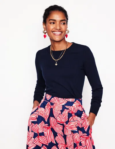 Boden Emilia Cotton Crew Sweaternavy Women  In Blue