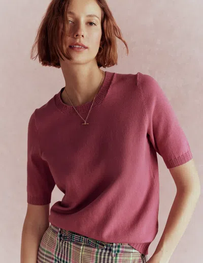 Boden Emilia Baumwoll-t-shirt Mit Rundhalsausschnitt-rosa Heide In Multi