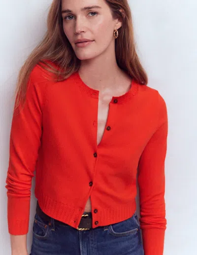 Boden Emilia Cotton Cropped Cardigan Sunset Orange