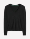 Boden Emilia Baumwollpullover Mit V-ausschnitt-schwarz In Black