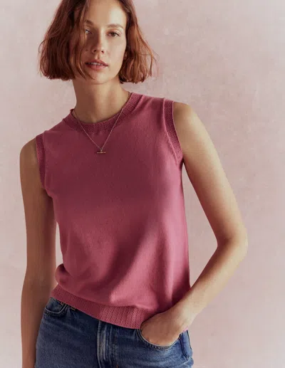 Boden Emilia Pullunder Aus Baumwolle Mit Rundhalsausschnitt-rosa Heide In Pink