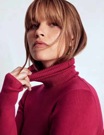Boden Emilia Roll Neck Sweater Bright Cherry  In Red