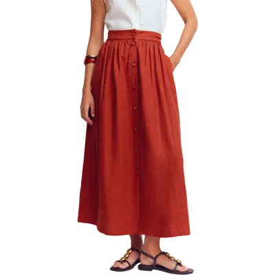 Boden Emma Linen Maxi Skirt In Red