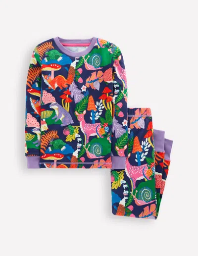 Boden Kids' Eng Anliegender, Im Dunkeln Leuchtender Schlafanzug-regenbogenwald In Multi