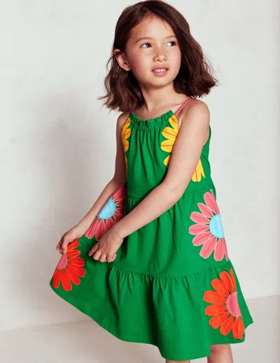 Boden Kids' Enola Hotchpotch Jersey Dressrich Emerald Flowers Girls In  Green | ModeSens