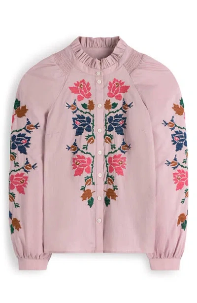 Boden Erica Embroidered Cotton Shirt In Pink