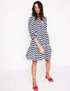 Boden Esme Linen Short Dressfrench Navy, Mono Wave Women  In French Navy/ Mono Wave