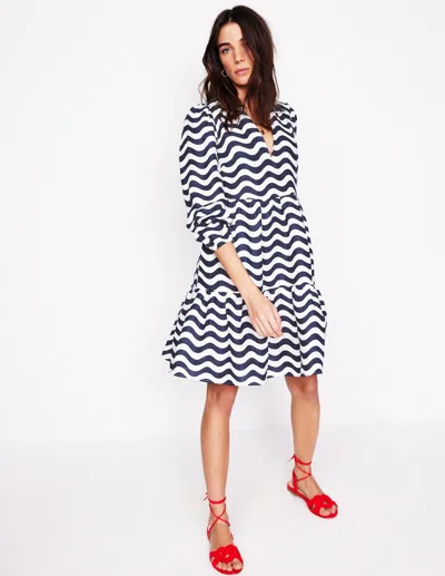 Boden Esme Linen Short Dressfrench Navy, Mono Wave Women  In French Navy/ Mono Wave