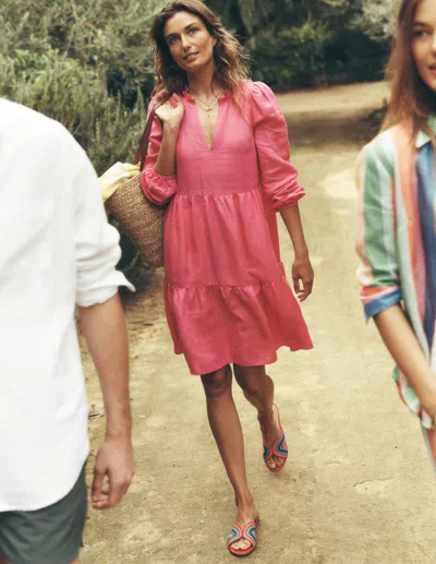 Boden Esme Linen Short Dresspink Peony Women  In Pink Peony