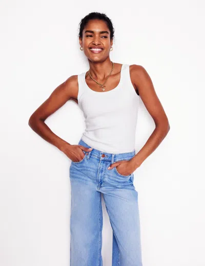 Boden Basic-top Mit Tiefem Rundhalsausschnitt-weiss In White