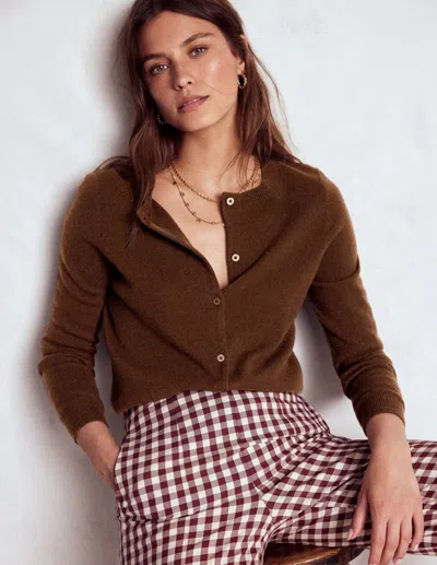 Boden Eva Kaschmir-strickjacke Mit Rundhalsausschnitt-mokka In Brown
