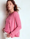 Boden Eva Kaschmir-strickjacke Mit Rundhalsausschnitt-rosenrosa Melange In Pink