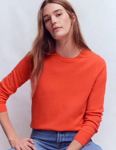 Boden Eva Cashmere Crew Neck Sweater Fiery Orange Melange  In Purple
