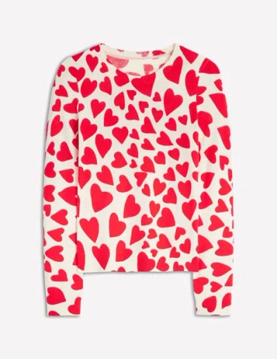 Boden Eva Cashmere Crew Neck Sweater Warm Ivory, Heart Cluster Women  In Warm Ivory/ Heart Cluster