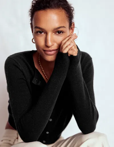 Boden Eva Cashmere Cropped Cardigan-black Female