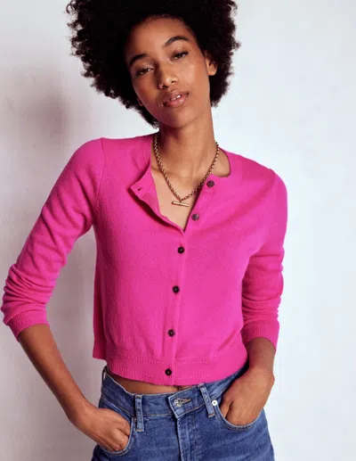 Boden Eva Cashmere Cropped Cardigan Pop Pansy  In Pink