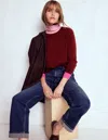 Boden Eva Cashmere Roll Neck Sweater Chestnut, Colour Block  In Red