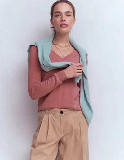 Boden Eva Cashmere V Neck Sweater Camelia Pink