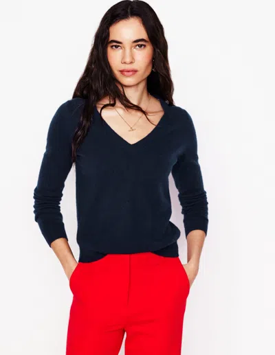 Boden Eva Cashmere Vneck Sweaternavy Women  In Blue