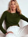 Boden Eva Cashmere Crew Neck Jumper-leaf Green Melange Female  In Multi