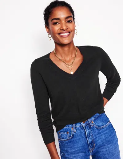 Boden Eva Kaschmirpullover Mit V-ausschnitt-schwarz In Multi