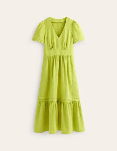 Boden Eve Double Cloth Midi Dress Chartreuse Women