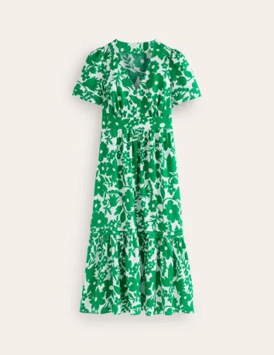 Boden Eve Linen Midi Dress Green Tambourine, Tulip Garden Women