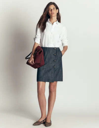 Boden Evelyn Twill-wickelrock Mit Knopfleiste In Indigo | Grösse 46 In Blue