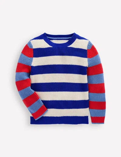 Boden Kids' Baumwollpullover Für Den Alltag-leuchtendes Blau/beige Meliert Streifen In Blue