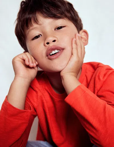 Boden Kids' Langärmliges T-shirt Für Den Alltag-zimtrot In Red