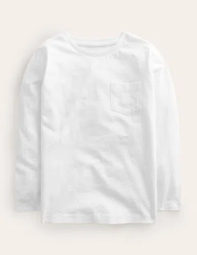 Boden Kids' Everyday Long Sleeve Tshirtwhite Boys  In White